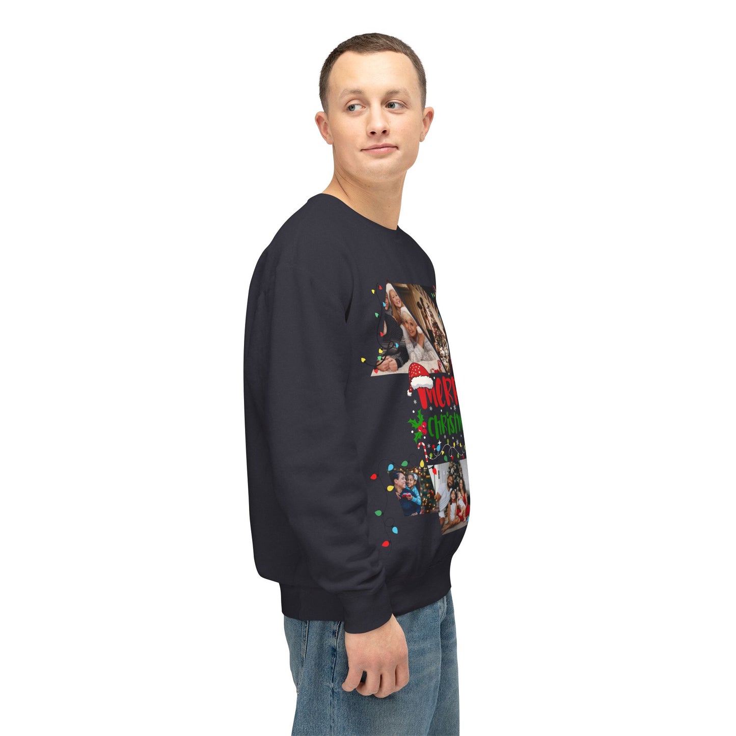Christmas Photo Collage Sweatshirt — "Merry Christmas" Holiday Crewneck
