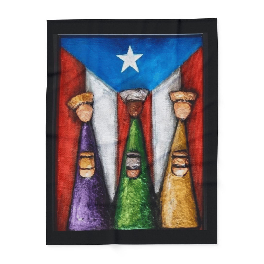Puerto Rican Flag Nativity Fleece Blanket Three Kings Day Navidad Boricua