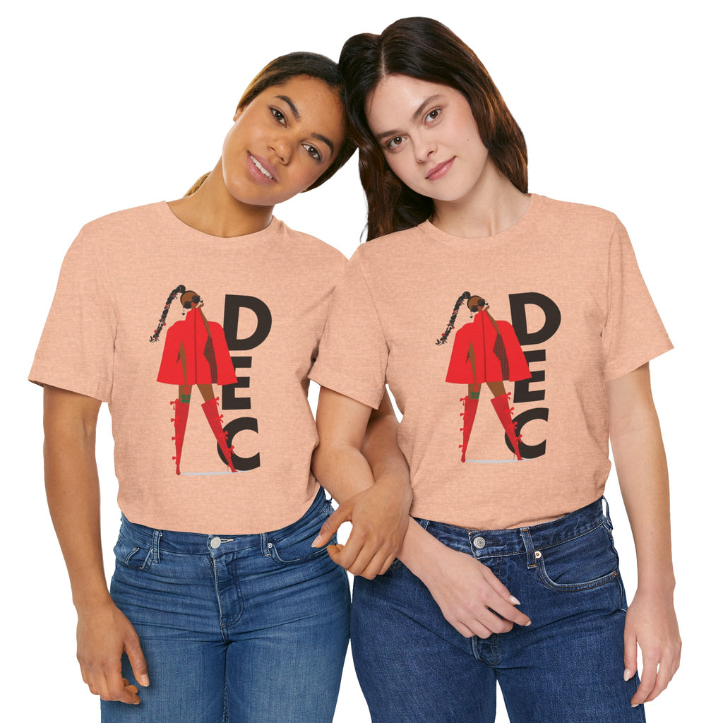December Fashion Tee  Red Coat Model Graphic Shirt