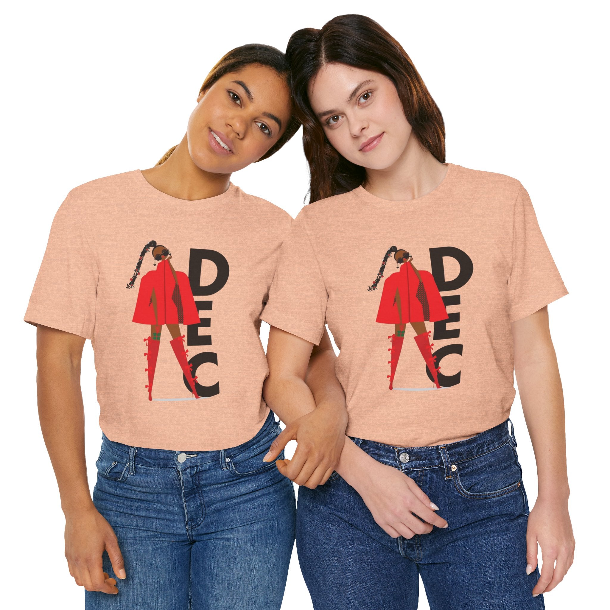December Fashion Tee  Red Coat Model Graphic Shirt