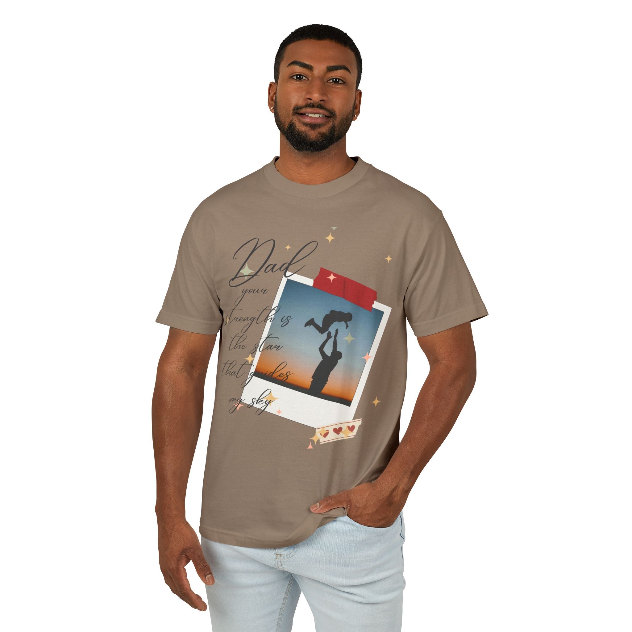 Dad & Daughter Sunset Photo Tee — "Dad, you're stronger than the storm"