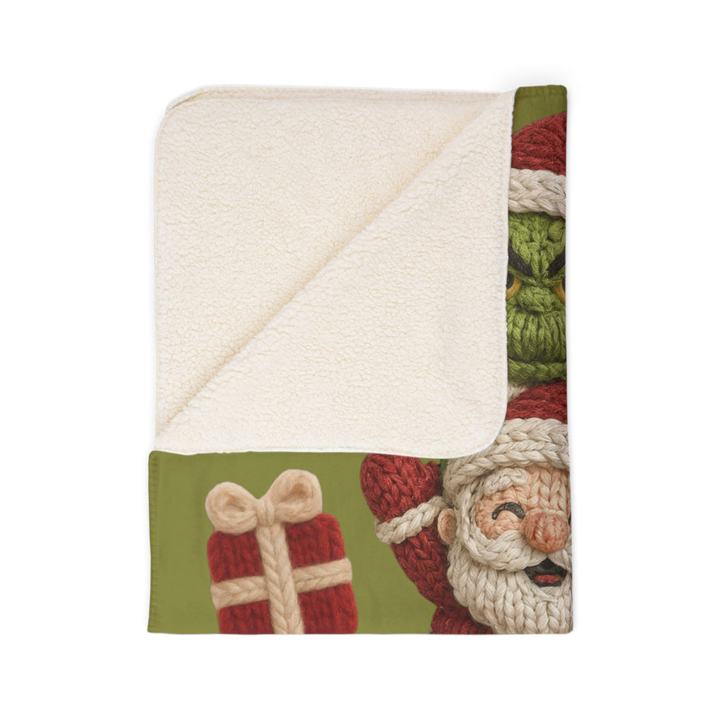 Magical Christmas Cartoon Blanket Grinch Santa Snowman Sherpa Blanket  Cozy Christmas Fleece Throw