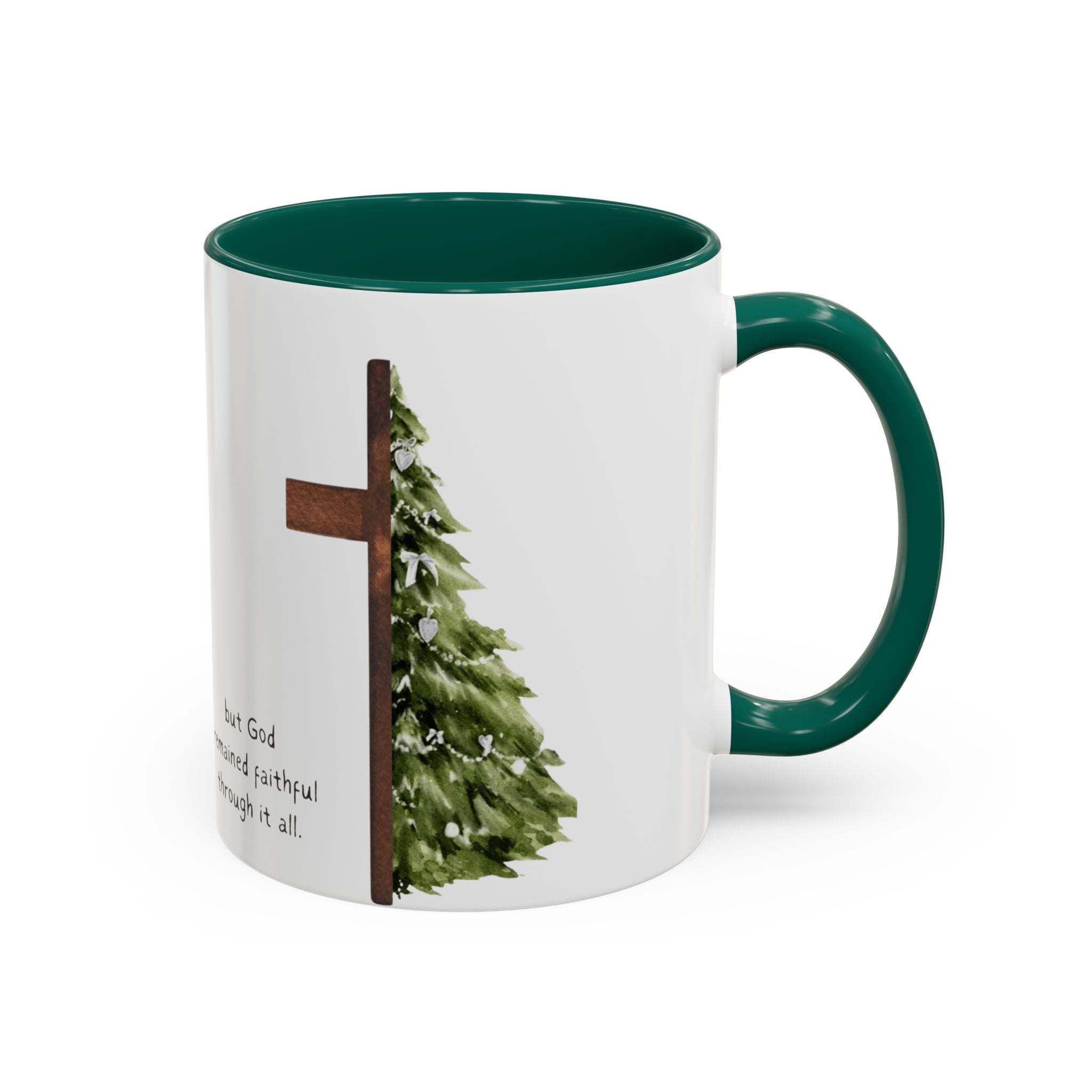 Christian Cross & Pine Tree Mug — Faith Reminder Coffee Cup (11oz/15oz)