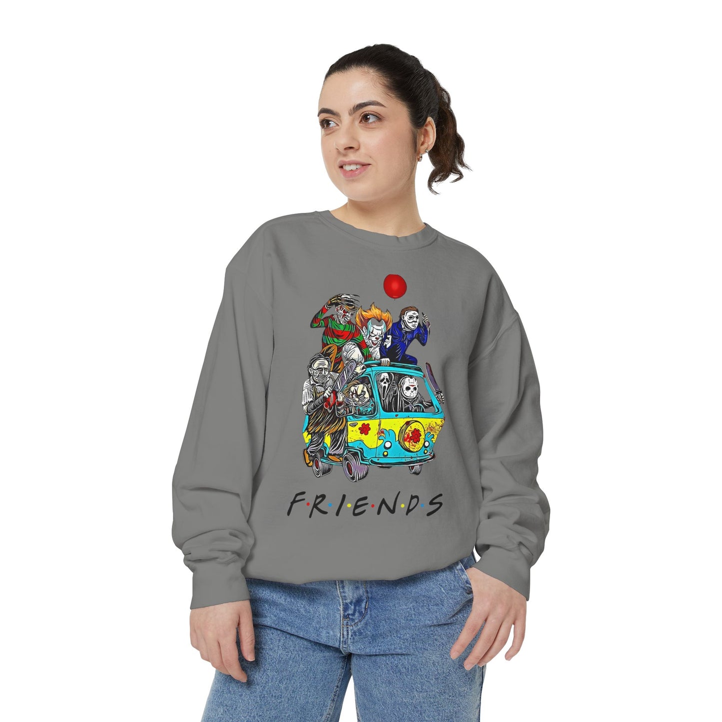 Friends-Inspired Unisex Garment-Dyed Sweatshirt, Cozy Casual Wear, Unique Graphic Sweatshirt, Perfect Gift, Everyday Style
