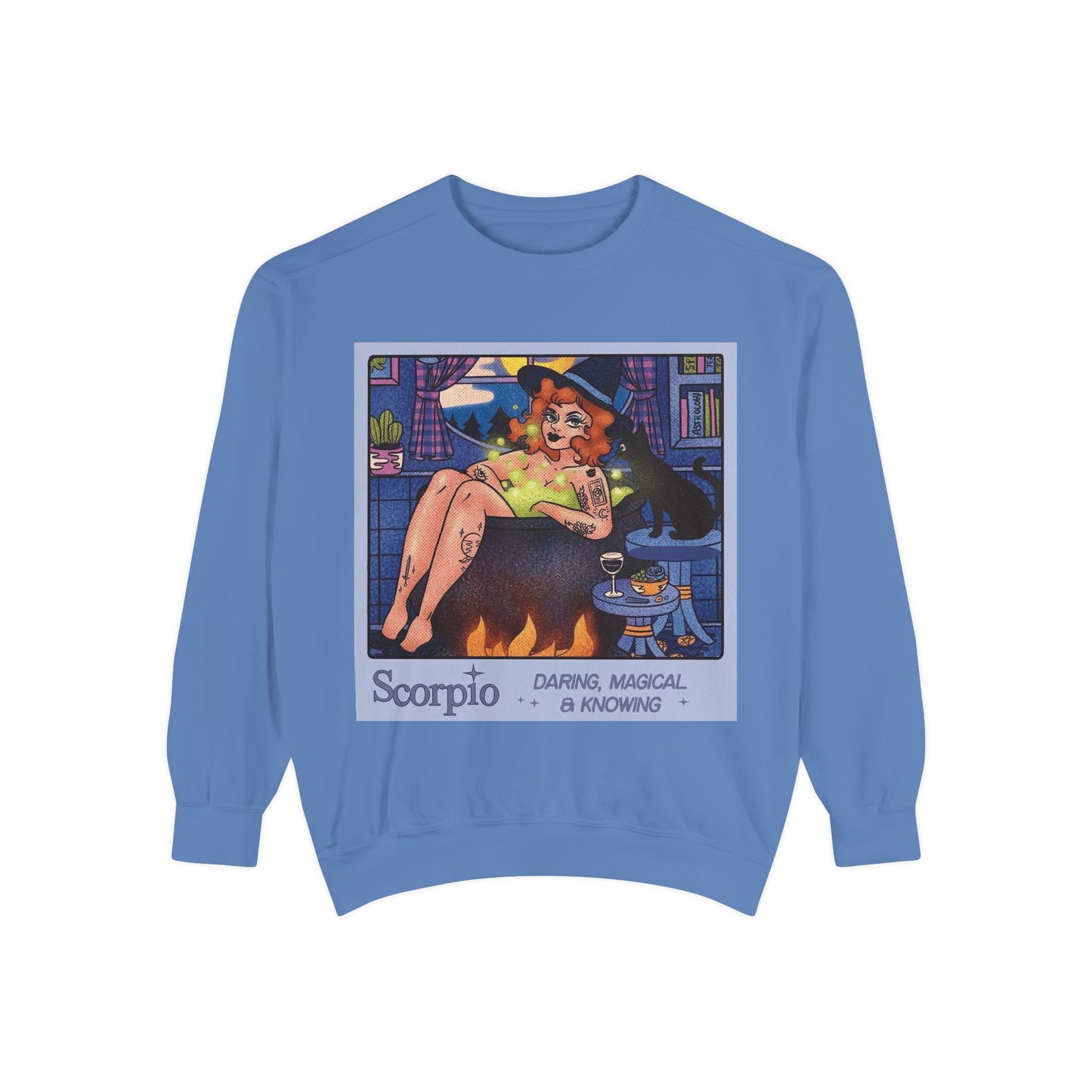Halloween Sweater Scorpio Sweatshirt | Garment-Dyed Cozy Top, Astrology Gift, Zodiac Apparel, Witchy Fashion, Fall Wardrobe Essential