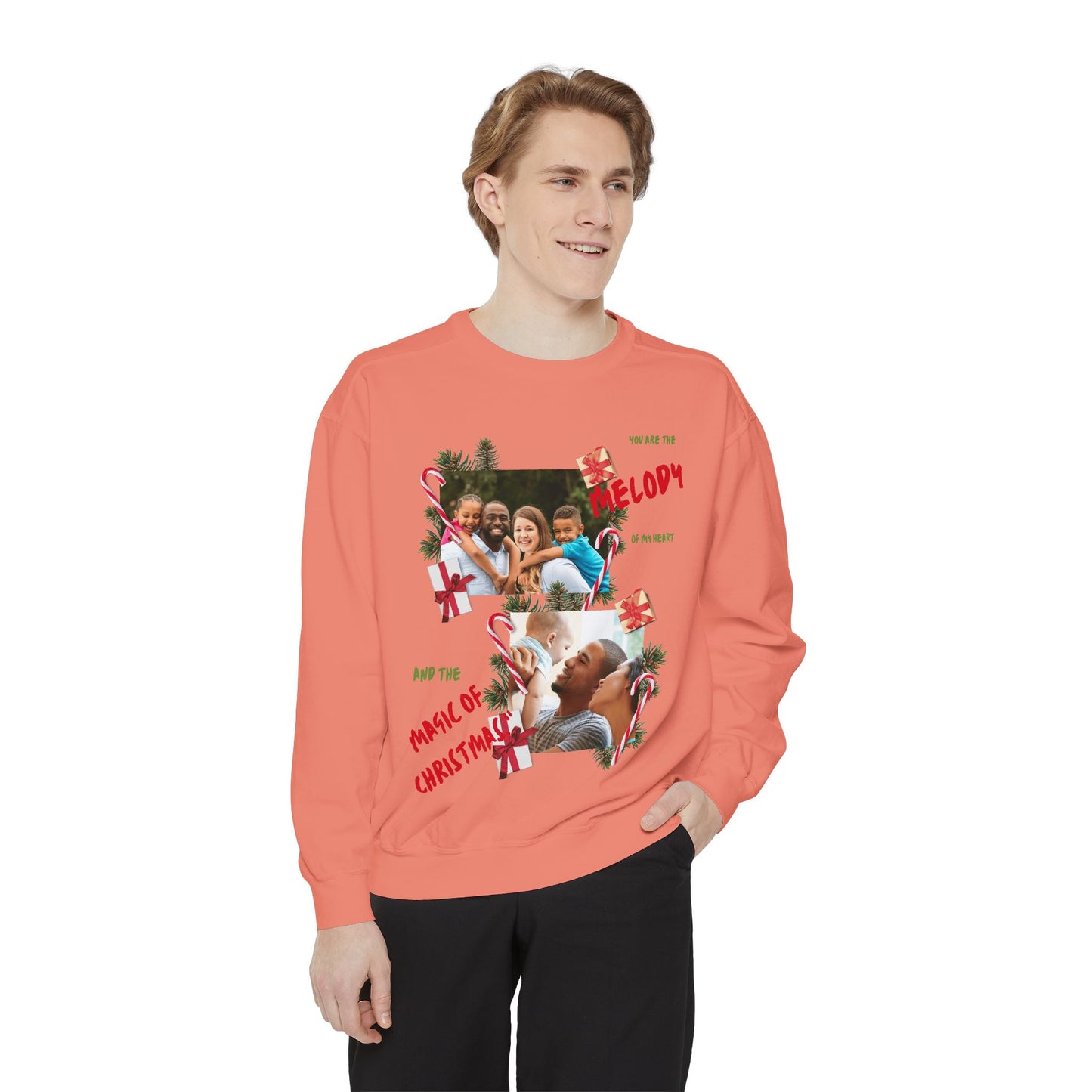 Personalized Christmas Photo Sweatshirt – “You Are the Melody” Holiday Crewneck