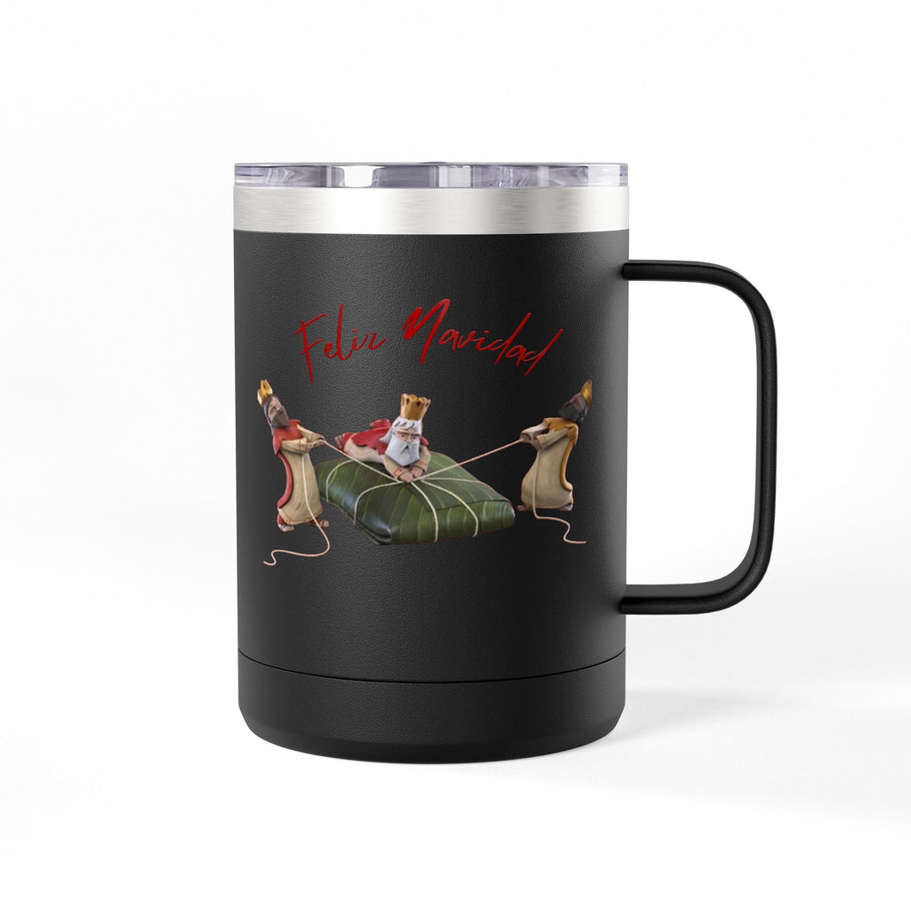 3 KINGS Holiday Travel Tumbler — 'Feliz Navidad' Dachshund Santa Design Coffee Cup for Fun Celebrations