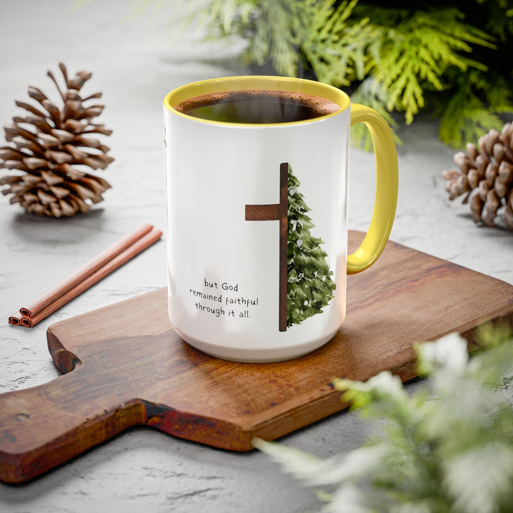 Christian Cross & Pine Tree Mug — Faith Reminder Coffee Cup (11oz/15oz)