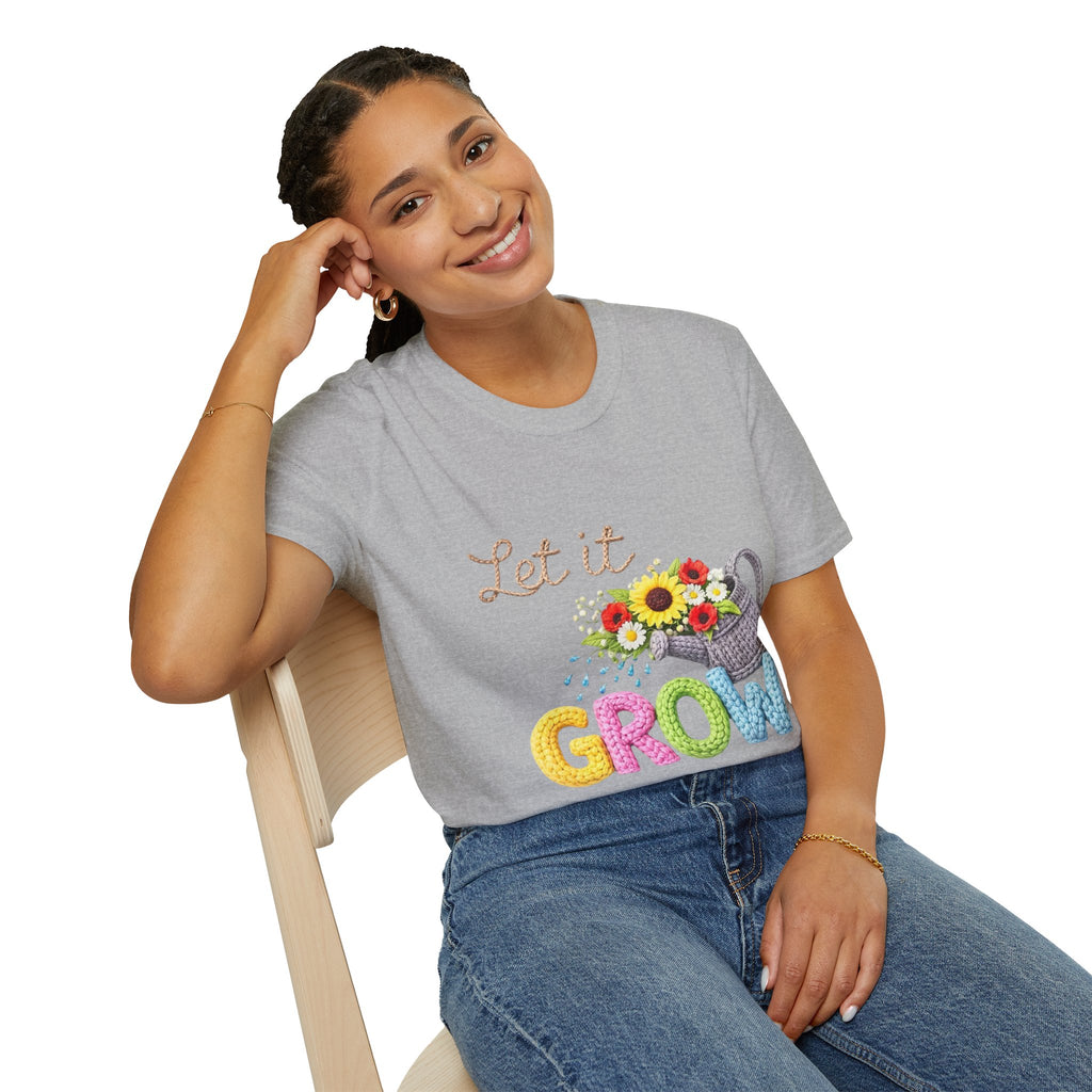 Let It Grow T-Shirt — Floral Watering Can Garden Tee