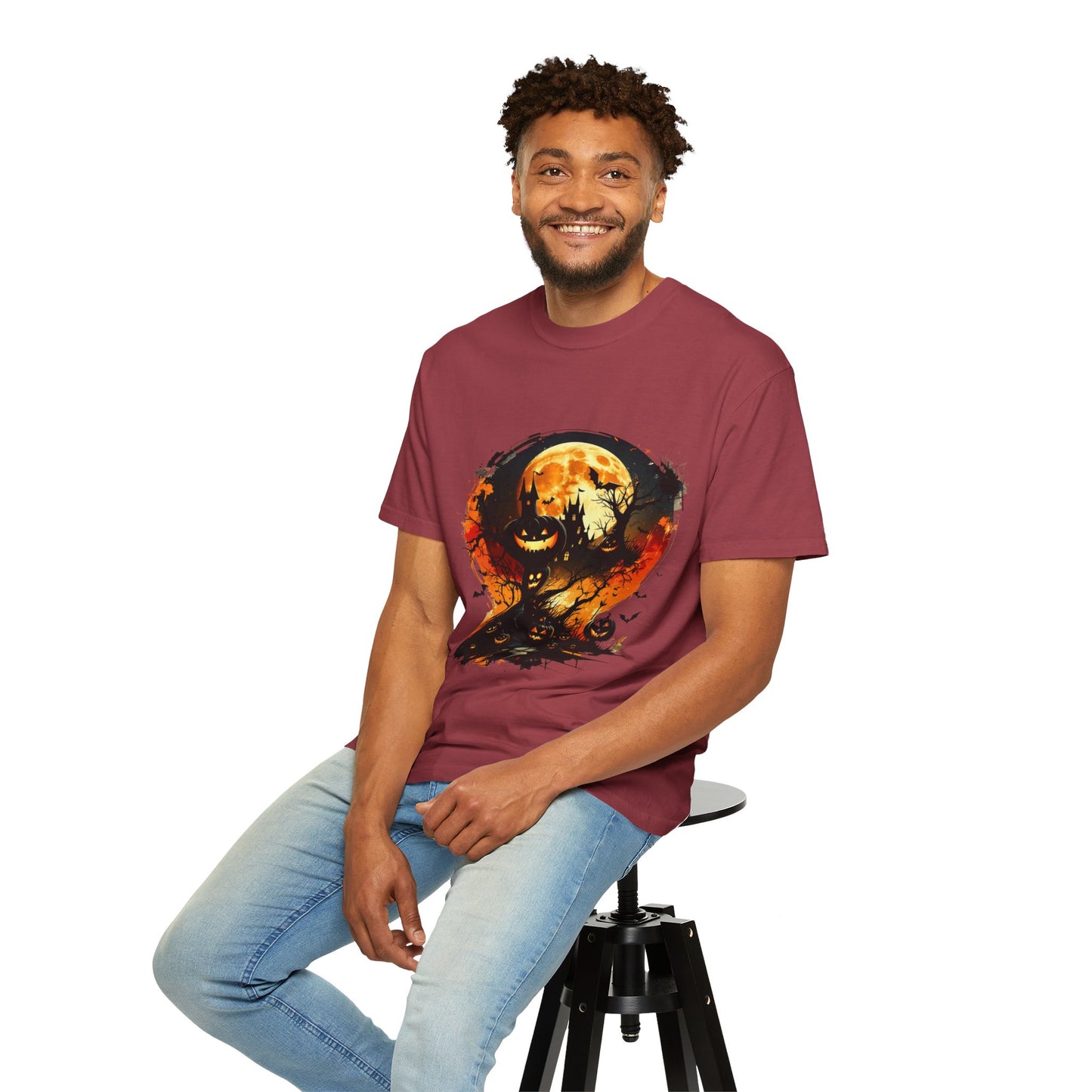 Halloween Moon Graphic T-shirt, Unisex Spooky Shirt, Fall Outfit, October Fest Tee, Halloween Party Wear, Trick or Treat T-shirt