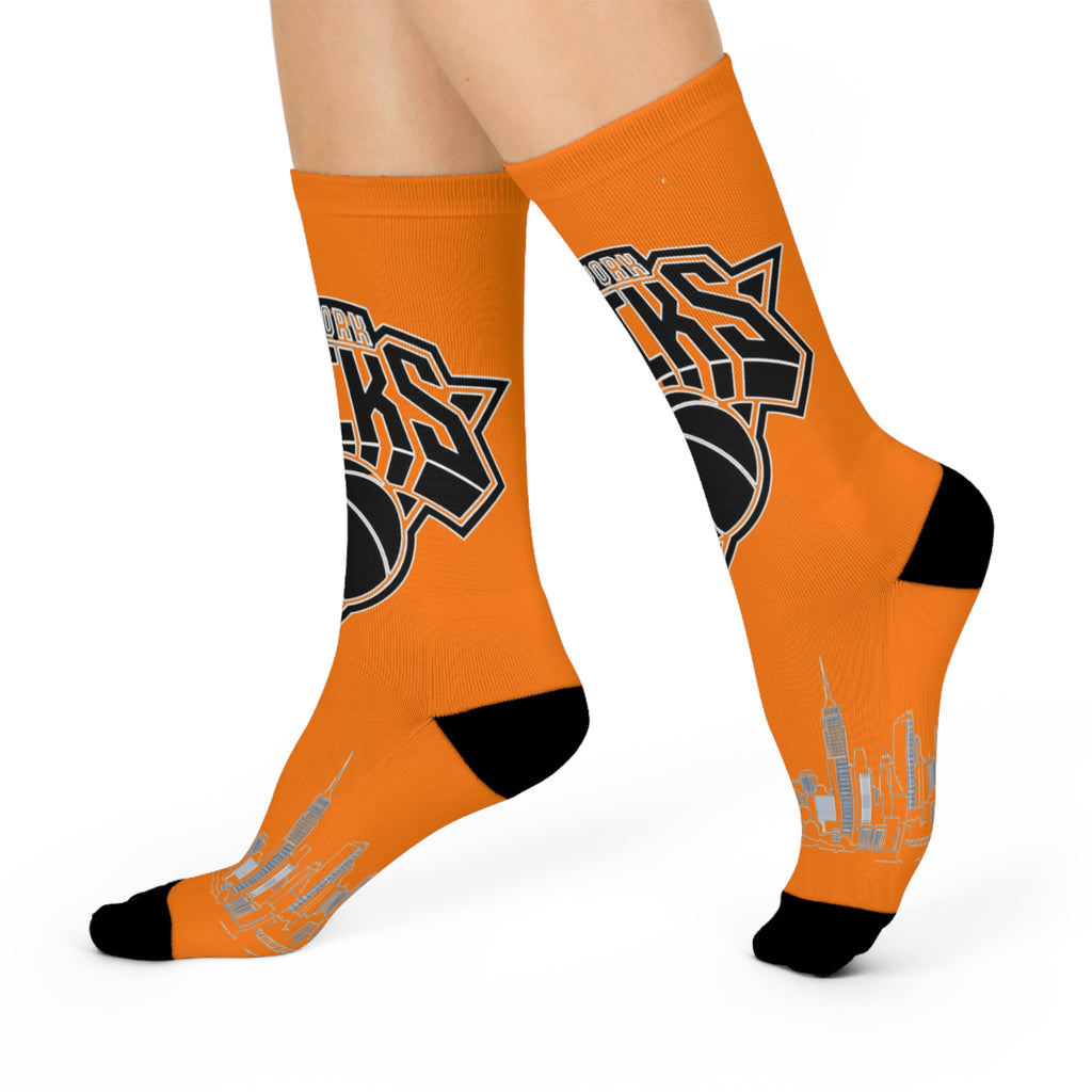 Basketball-Inspired Pattern Crew Socks — Retro Sports Sublimation Socks NY-K