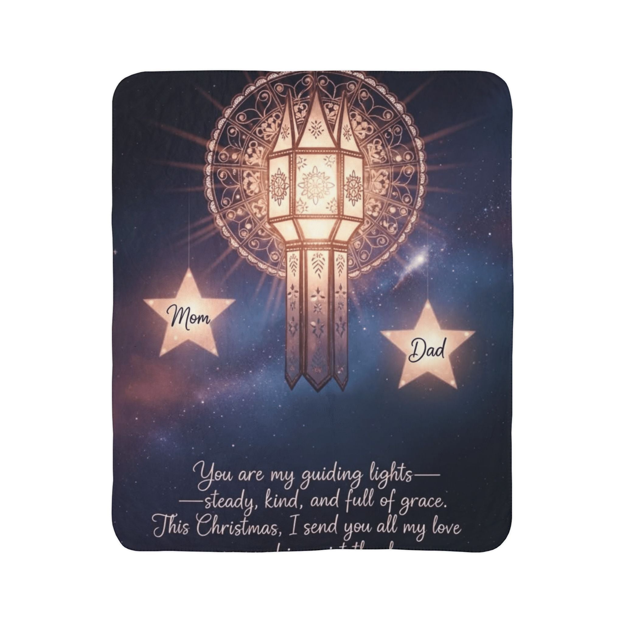Memorial Christmas Blanket — "You are my guiding lights" Sherpa Throw (Mom & Dad) Holiday Christmas Blanket