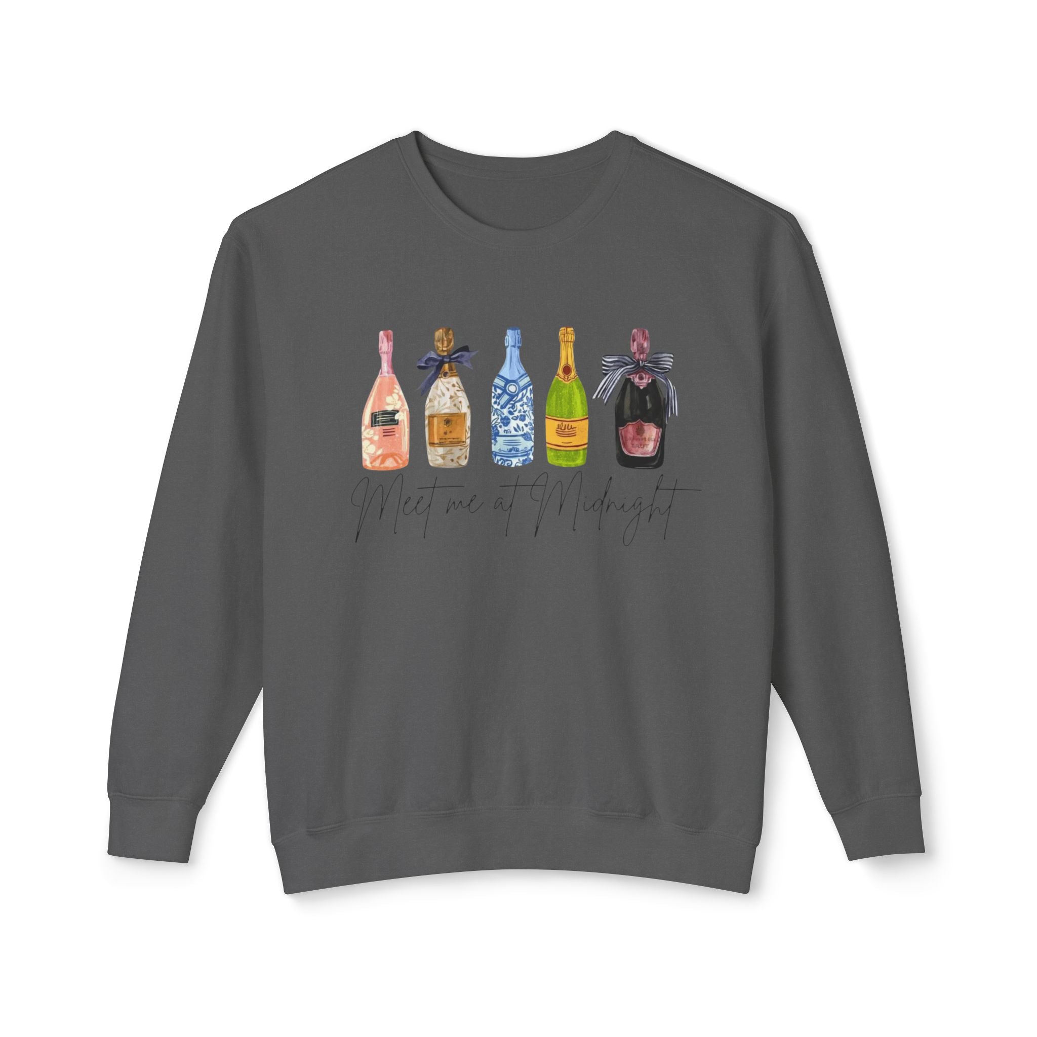 Champagne Bottles Crewneck Sweatshirt  Celebratory Bubbly Graphic