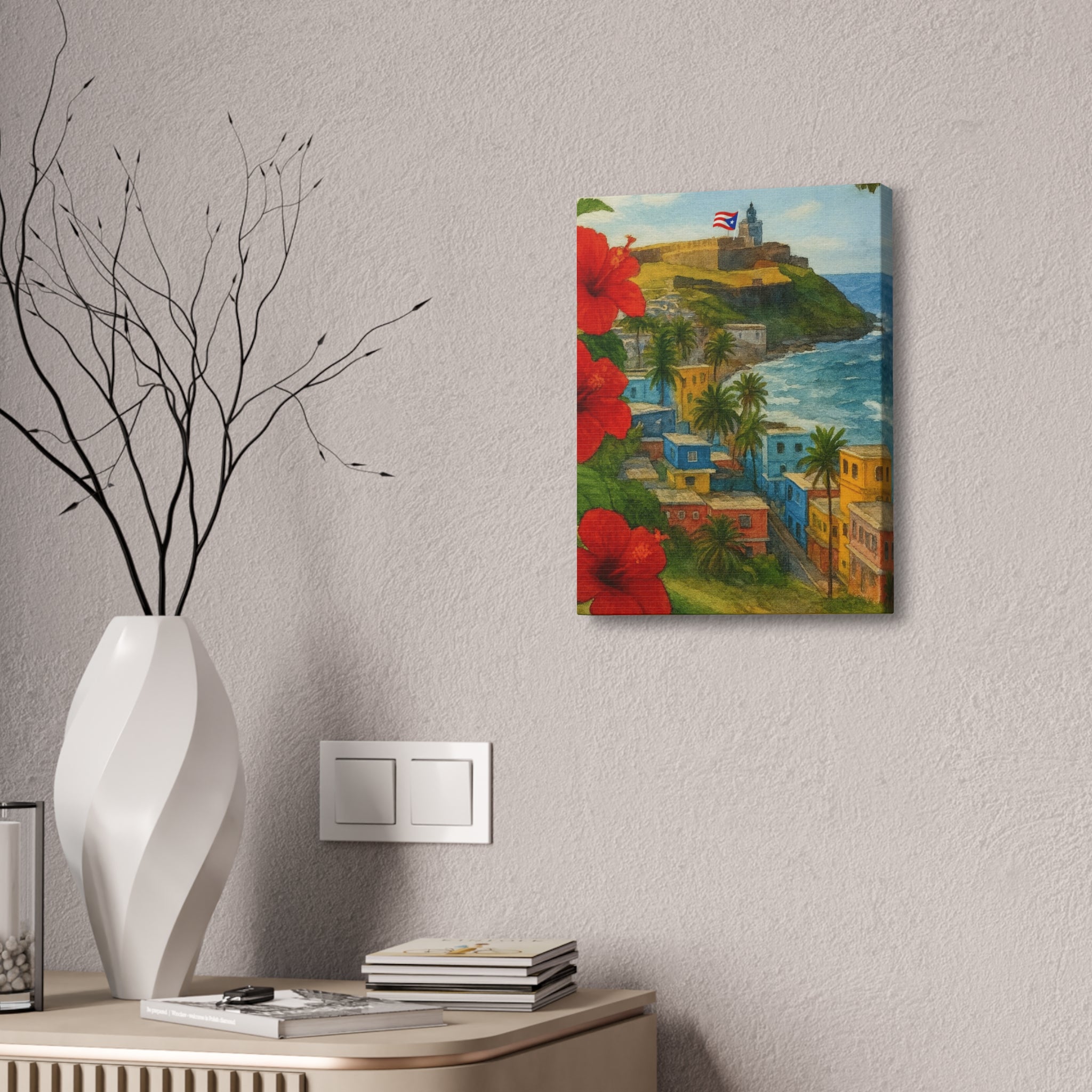 Puerto Rico Coastal Canvas Print — Old San Juan Seaside Wall Art (Stretched 1.5")