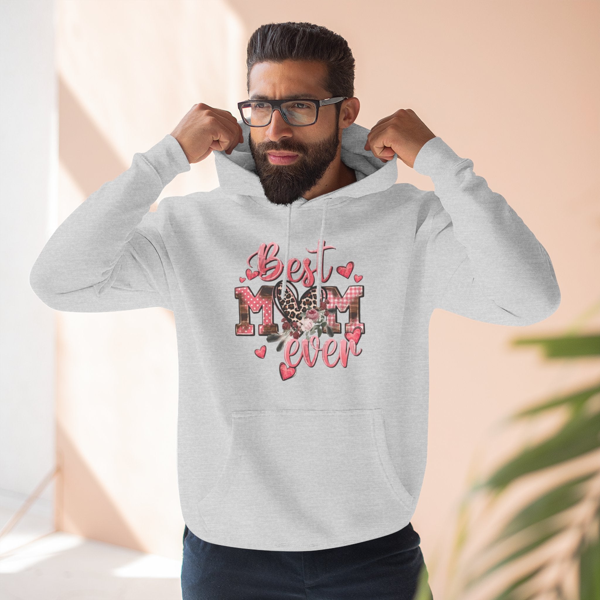 Best Mom Ever Hoodie  Leopard Heart Mother's Day Pullover