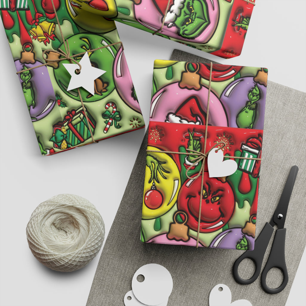Christmas Grinch Gift Wrap Sheet — Festive Holiday Wrapping Paper Fun & Unique Gift Packaging