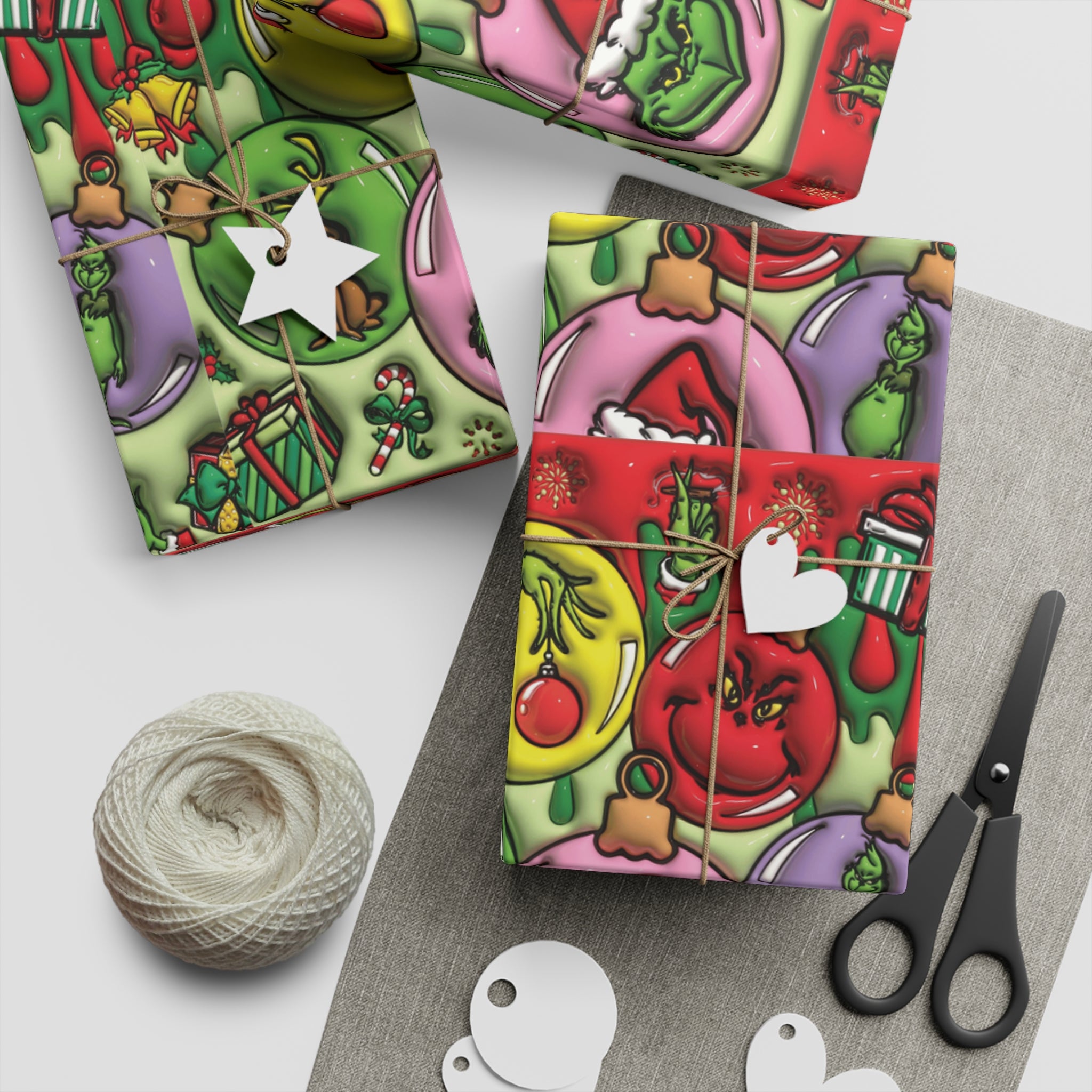 Christmas Grinch Gift Wrap Sheet — Festive Holiday Wrapping Paper Fun & Unique Gift Packaging