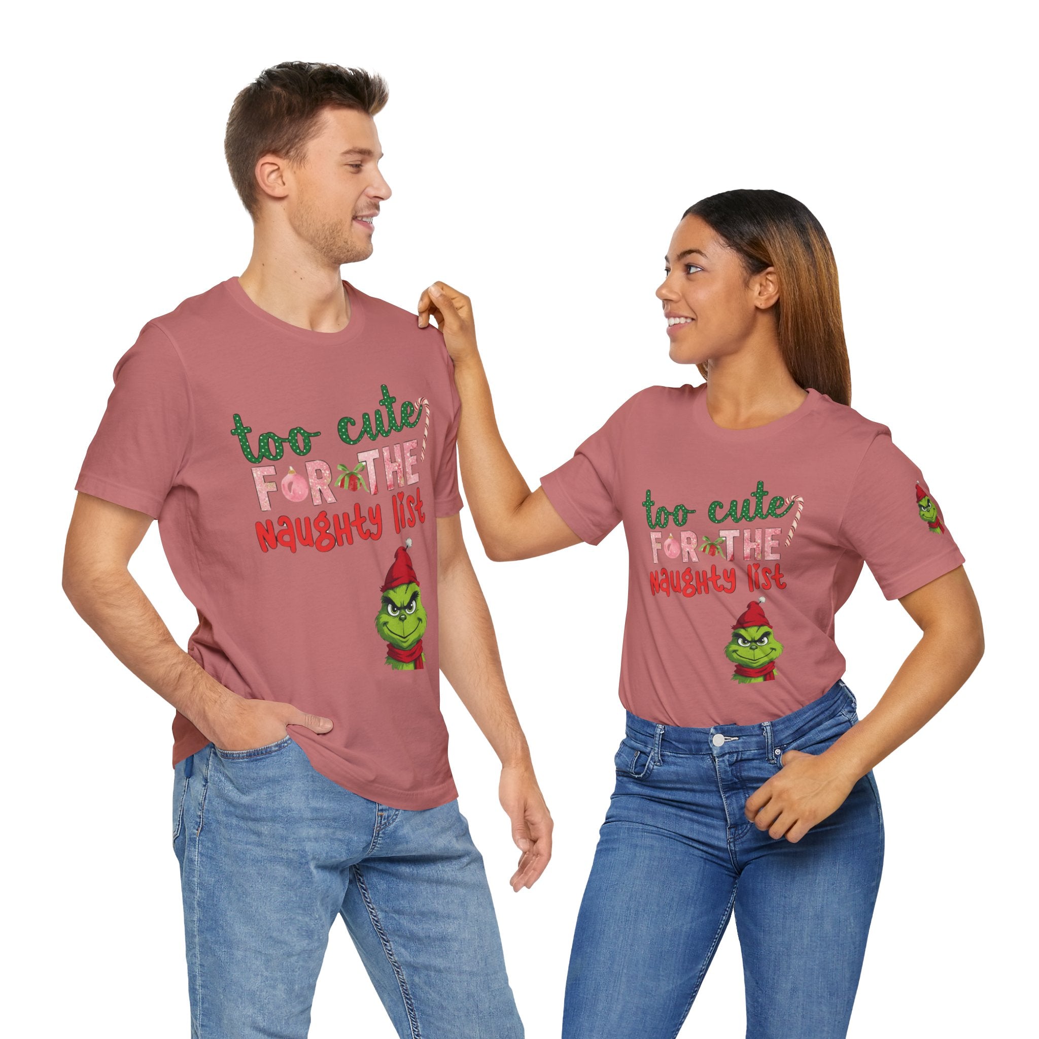 Christmas T-Shirts and Sweatshirts Collection Cute Grinch Holiday Tee 'Too Cute for the Naughty List' Unisex Jersey T-Shirt