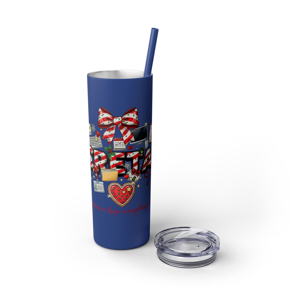 Christmas mug for the office team who keeps everything running smoothly. Candy Cane Christmas Office Secret Santa Design, 20oz with Straw