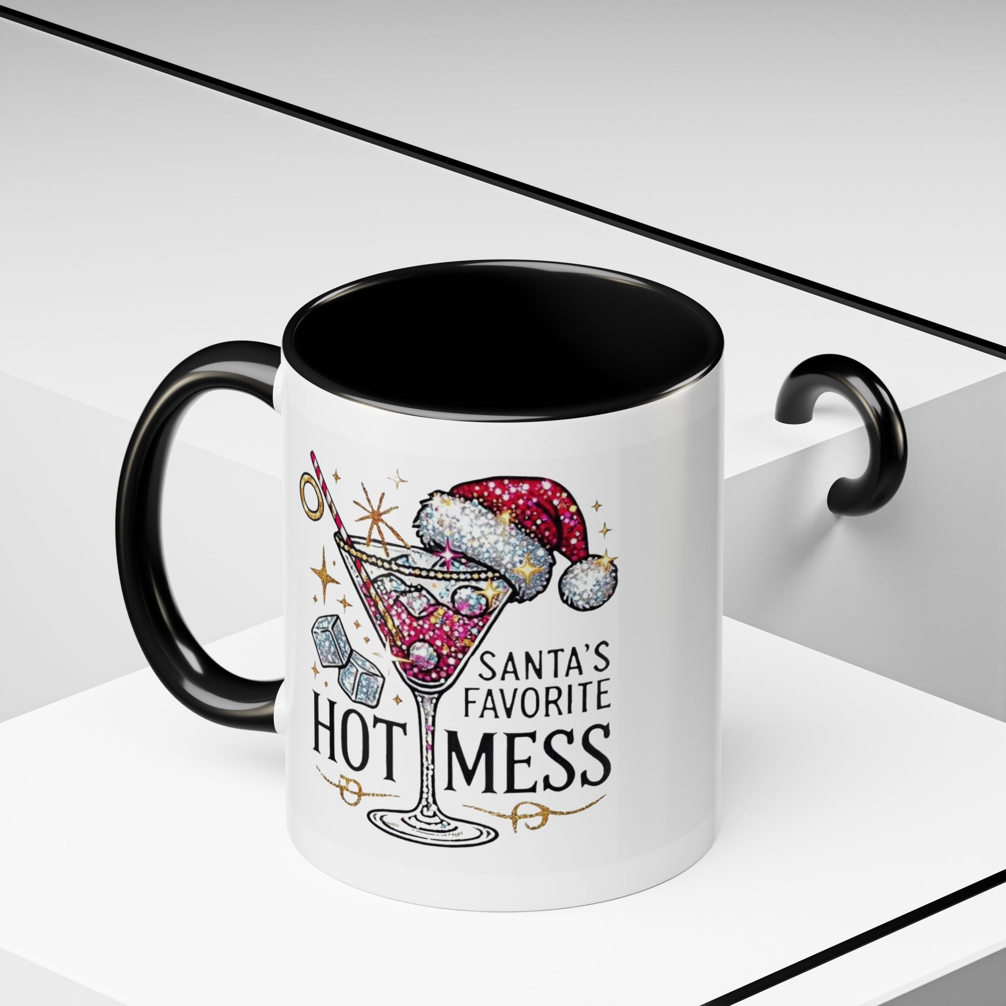 Accent Coffee Mug - "Santa's Favorite Hot Mess" Holiday Cocktail Mug (11/15 oz)