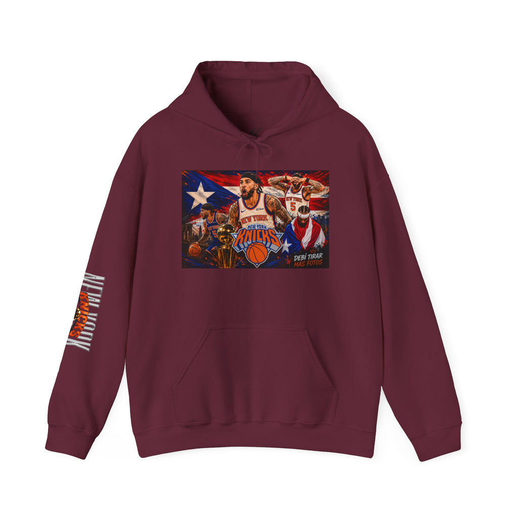 NY-K Retro Player Collage Hoodie — Basketball Fan Sweatshirt