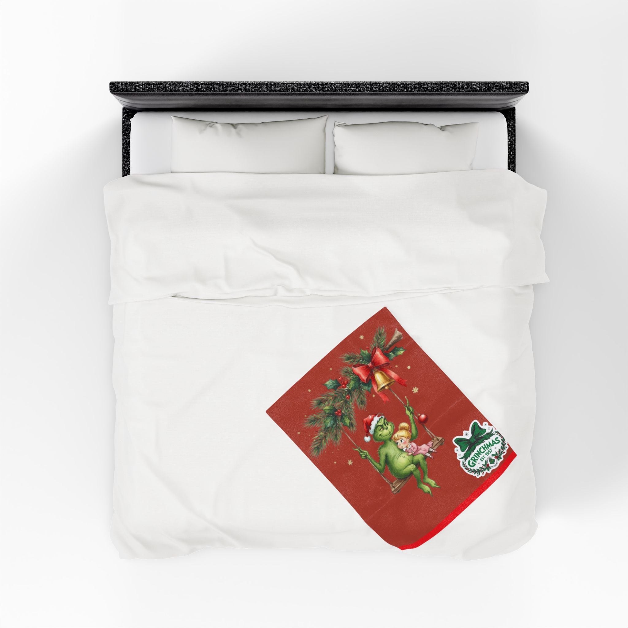 “Winter Wonderland Cartoon Fleece Blanket Grinchmas Velveteen Plush Blanket Holiday Grinch & Cindy Lou Cozy Throw