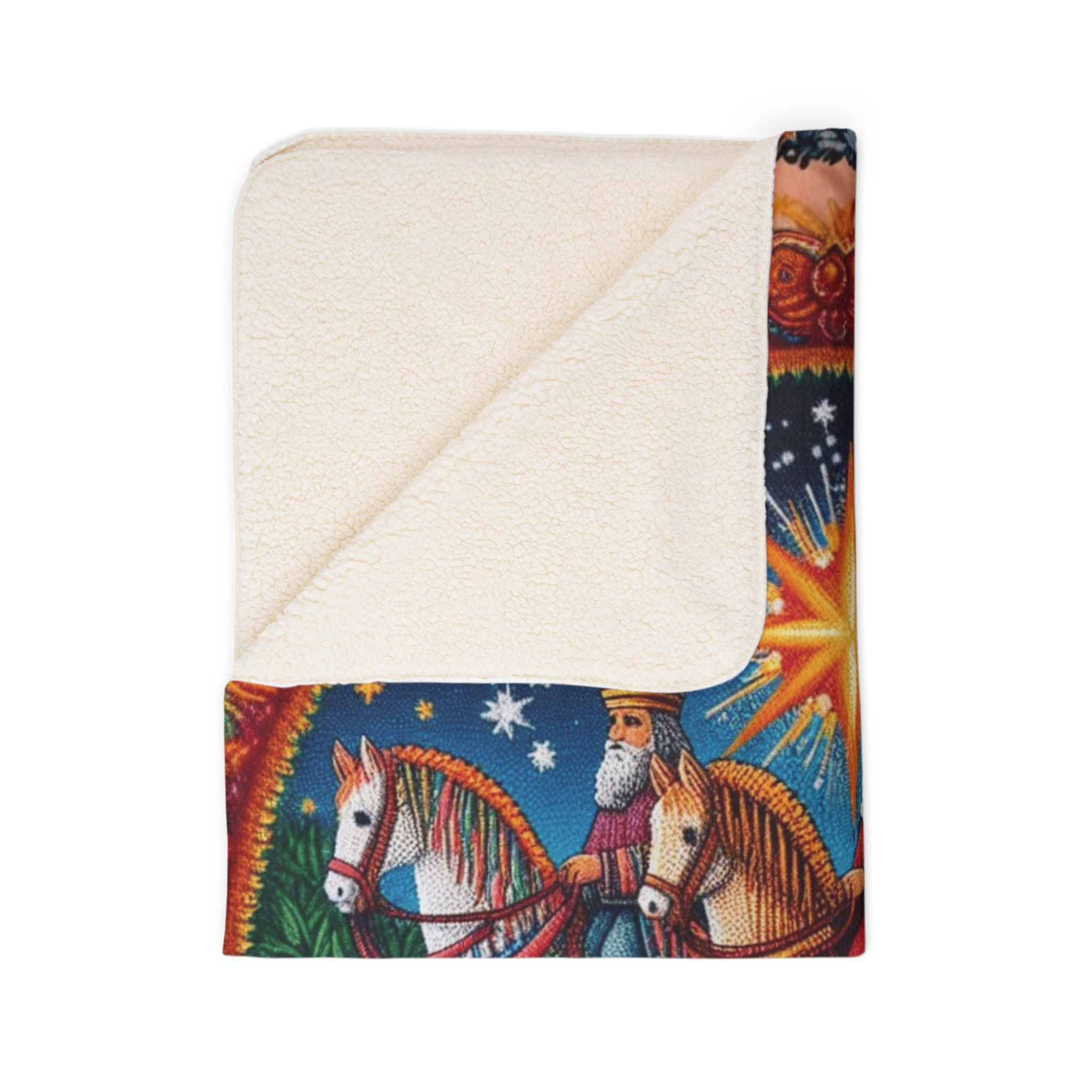 Fleece Sherpa Blanket  'Trulla y Tradición' Three Kings Nativity Throw