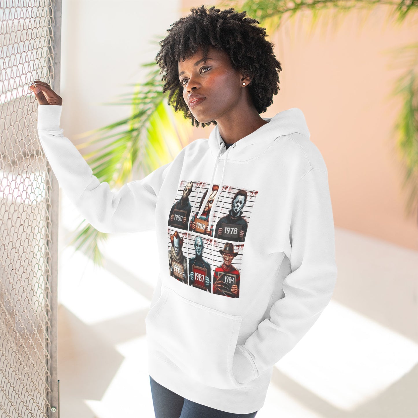 Spooky Vibes Only Halloween Sweater Retro Horror Movie Three-Panel Fleece Hoodie, Halloween Gift, Cozy Sweatshirt, Movie Lover Apparel, Vintage Movie Merchandise