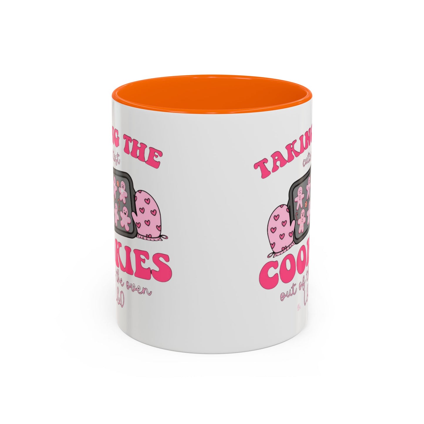 Accent Coffee Mug — "Taking the Cookies" Cute Pink Baking Design Coffee Cup for Fun Celebrations