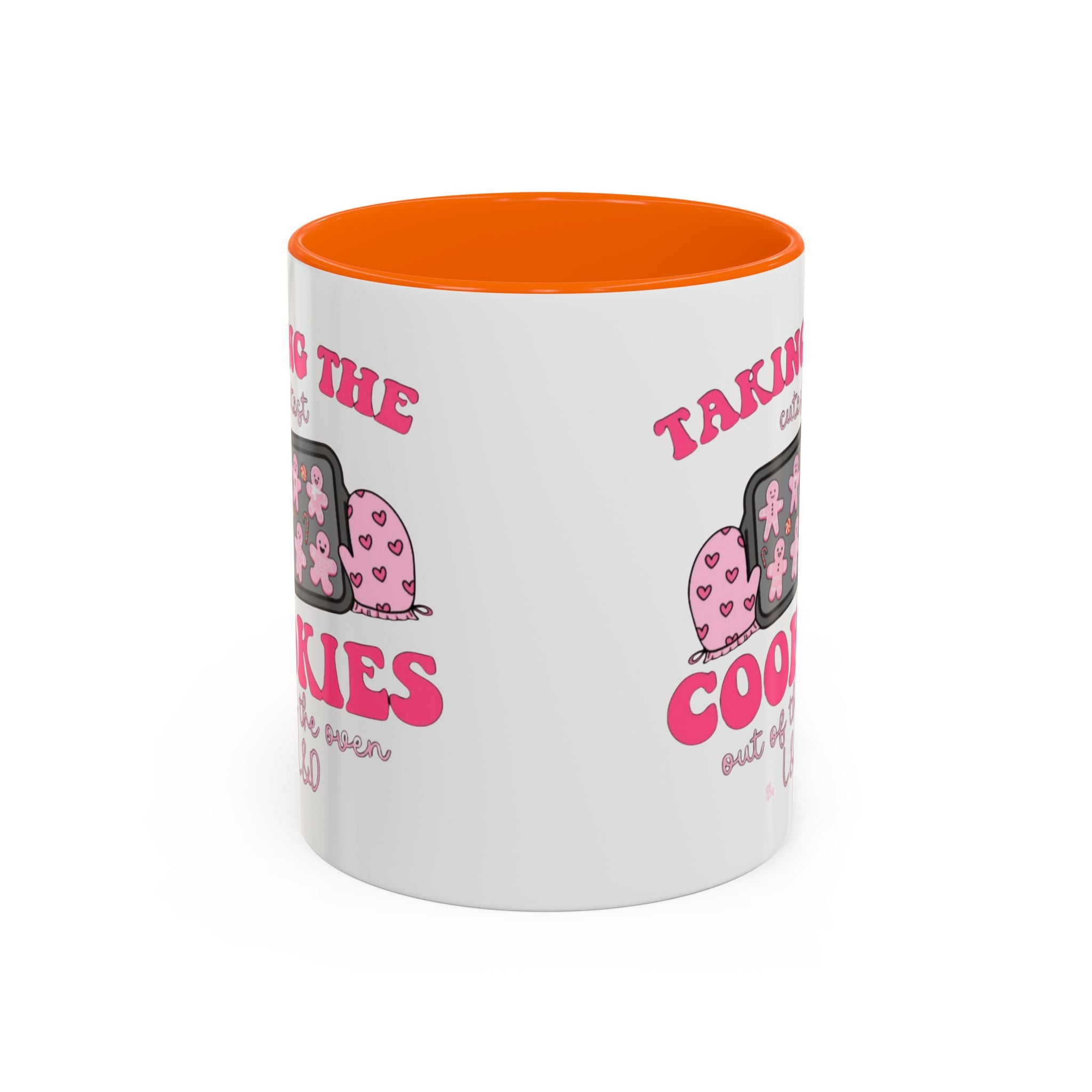 Accent Coffee Mug — "Taking the Cookies" Cute Pink Baking Design Coffee Cup for Fun Celebrations