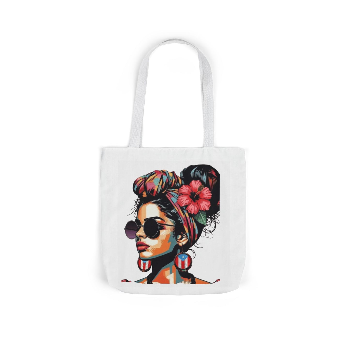 Carry Your Culture – Puerto Rican Pride in Every Step Chic Canvas Tote Bag - Stylish Floral Portrait, Trendy Beach Carryall, Mother's Day Gift, Everyday Shopper, Art Lovers Essential