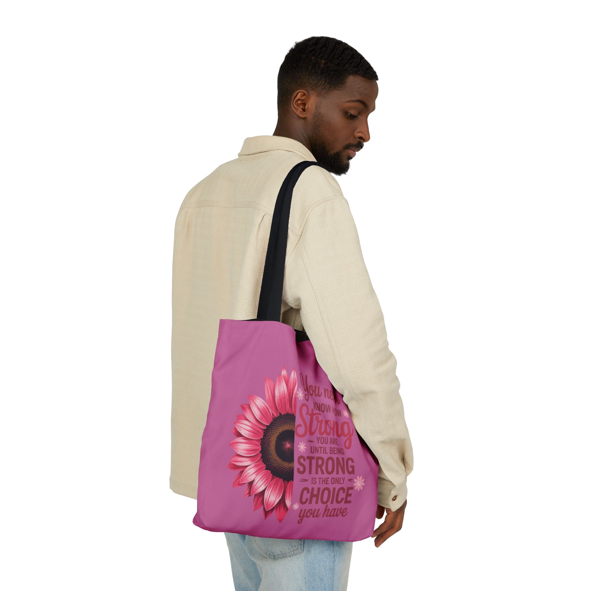 Cancer Survivor Hope Collection Inspirational Canvas Tote Bag with Floral Design