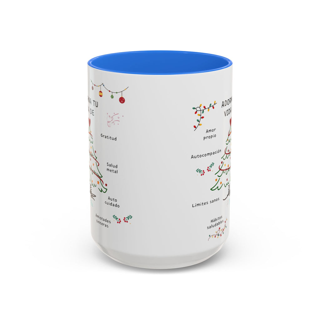 Mug — 'Adorna Tu Vida' Christmas Tree Spanish Holiday Coffee Mug (11oz/15oz)