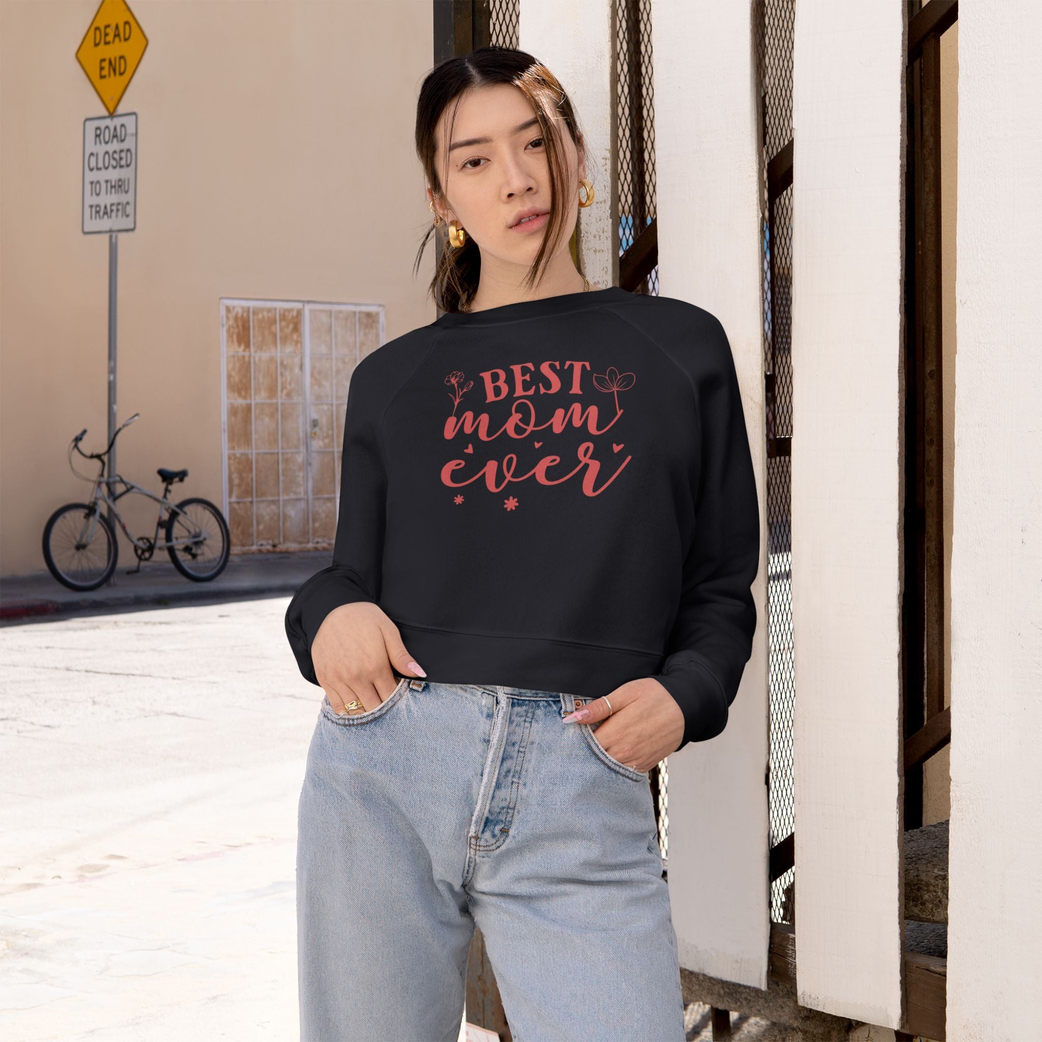 Best Mom Ever Cropped Sweatshirt  Mother's Day Cozy Pullover