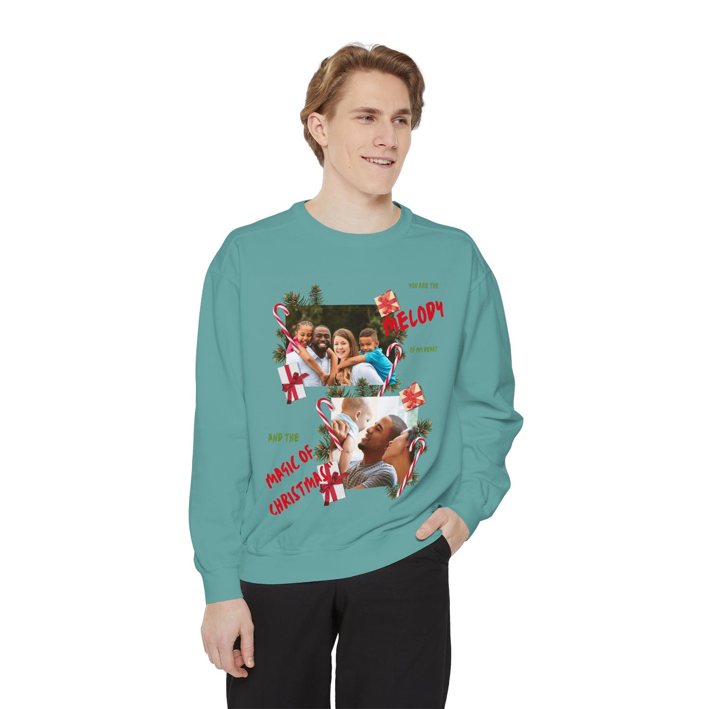 Personalized Christmas Photo Sweatshirt – “You Are the Melody” Holiday Crewneck