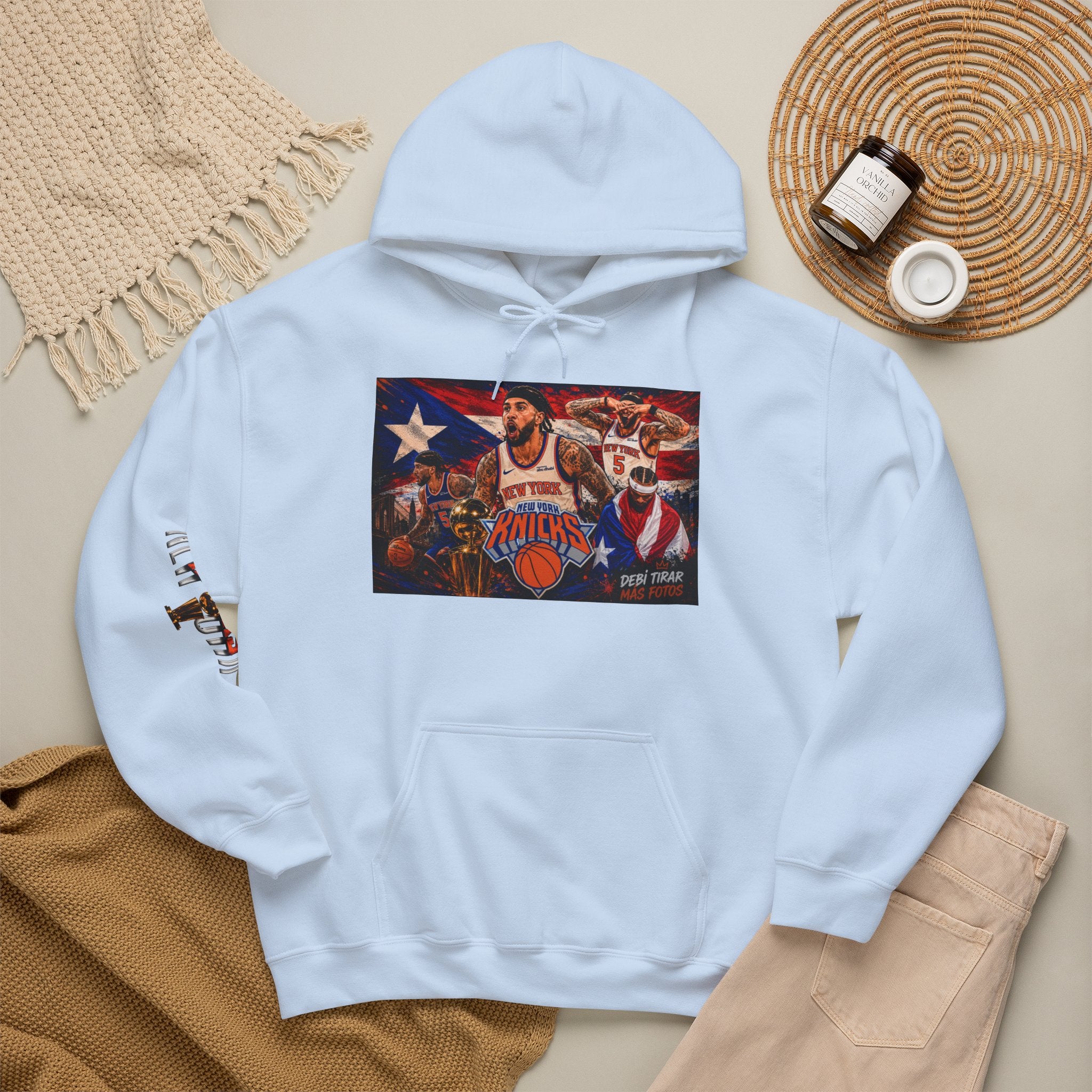 NY-K Retro Player Collage Hoodie — Basketball Fan Sweatshirt