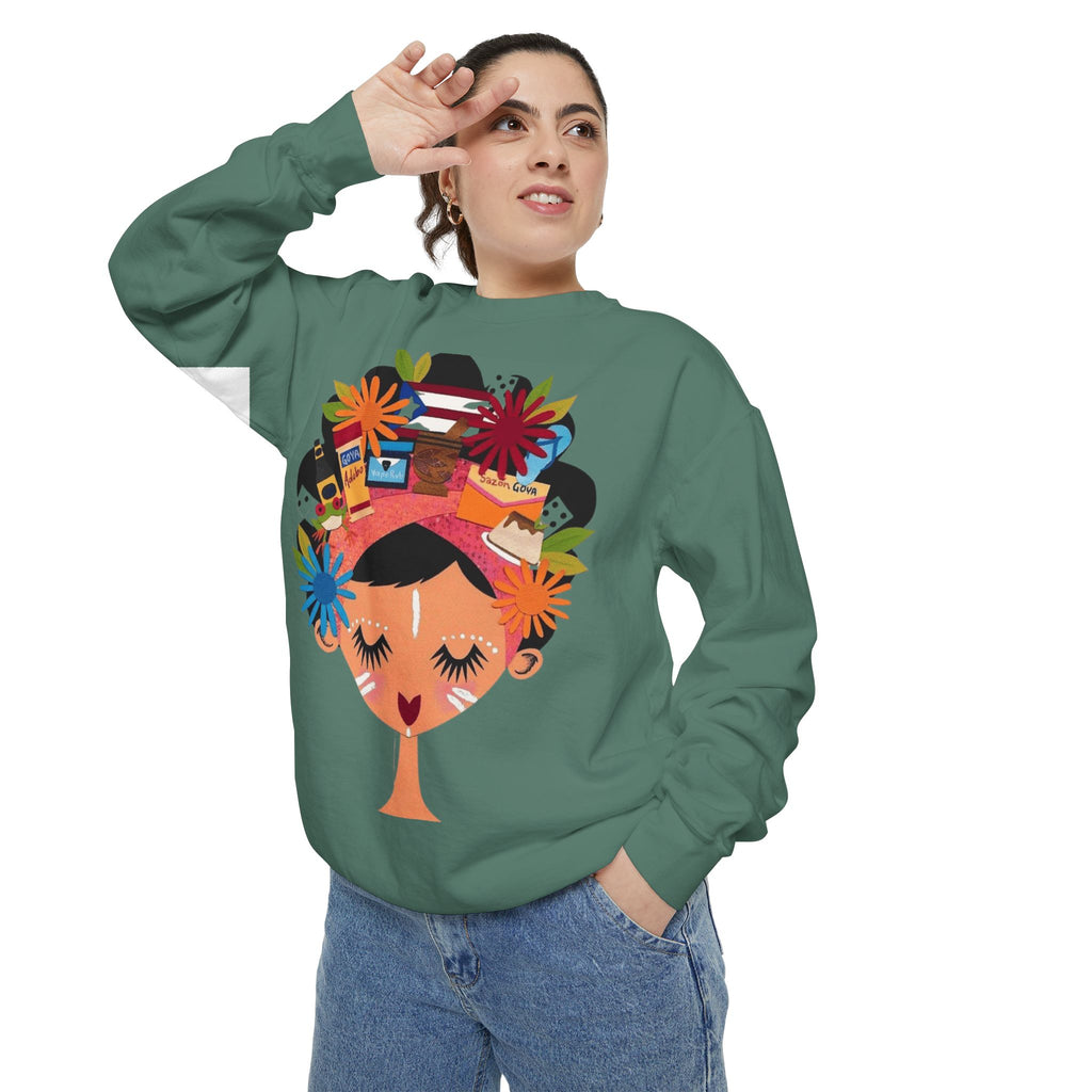 Floral Fiesta Sweatshirt — Colorful Tropical Woman Graphic Puerto Rico Navidades