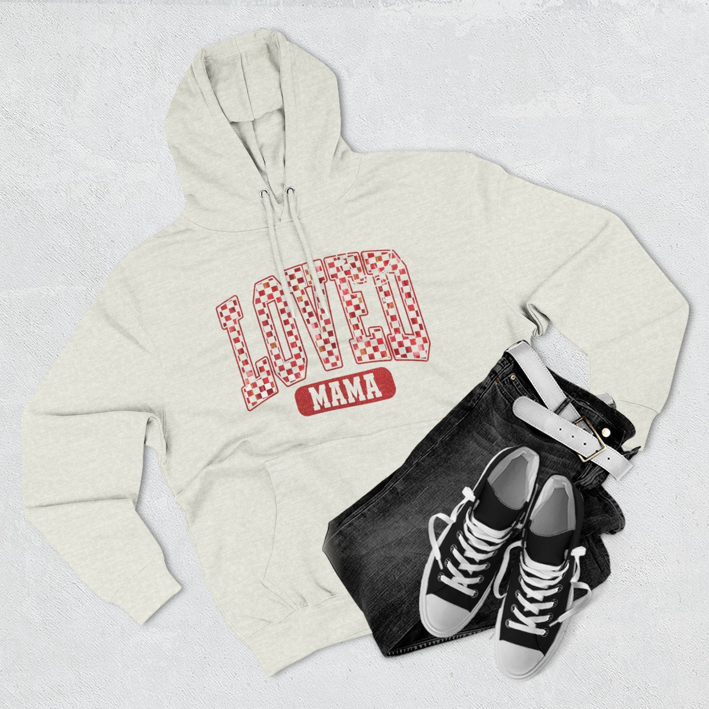 Hoodie  Loved Mama Checkerboard Graphic Hoodie