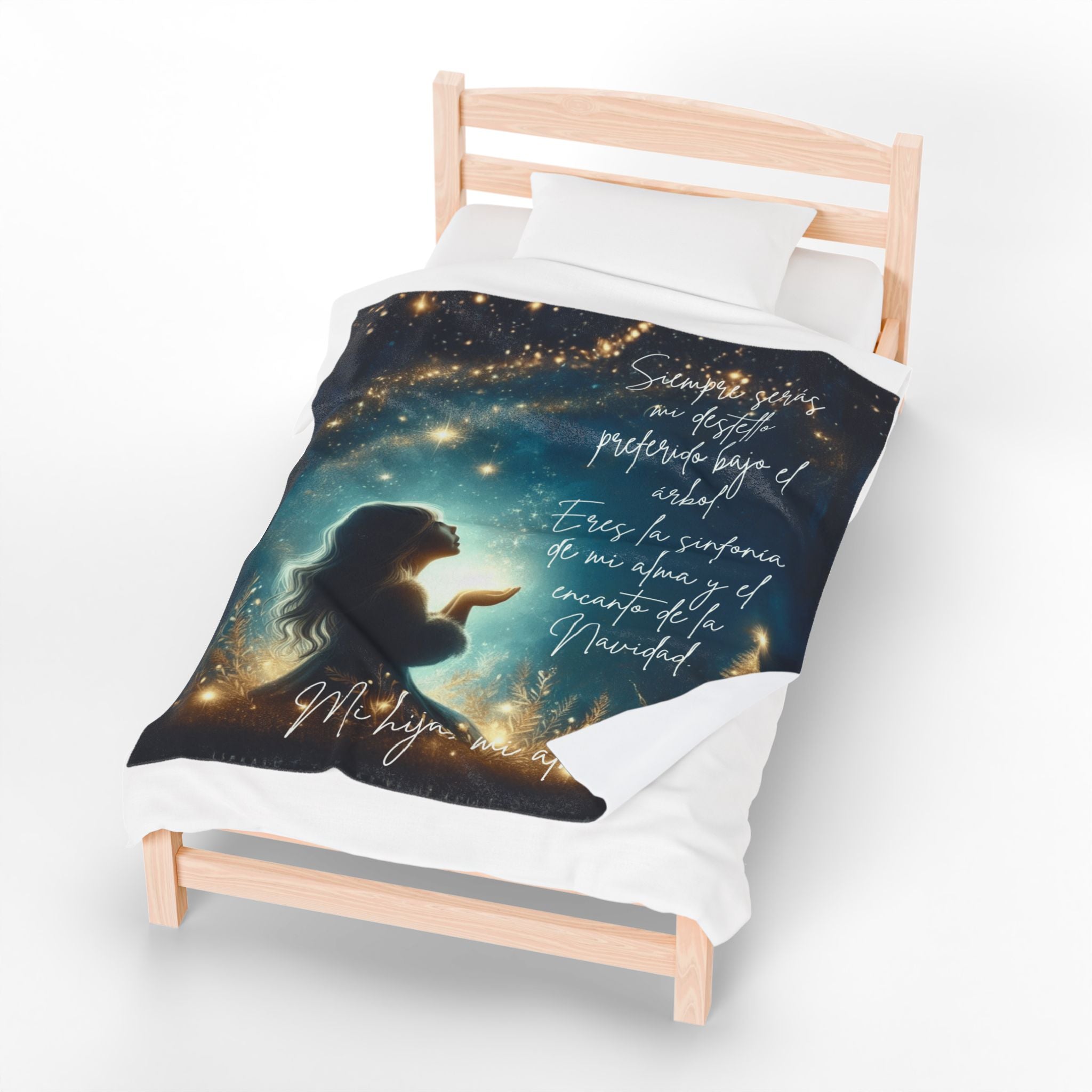 Christmas Velveteen Plush Blanket "Eres la sinfonía de mi alma" Holiday Throw