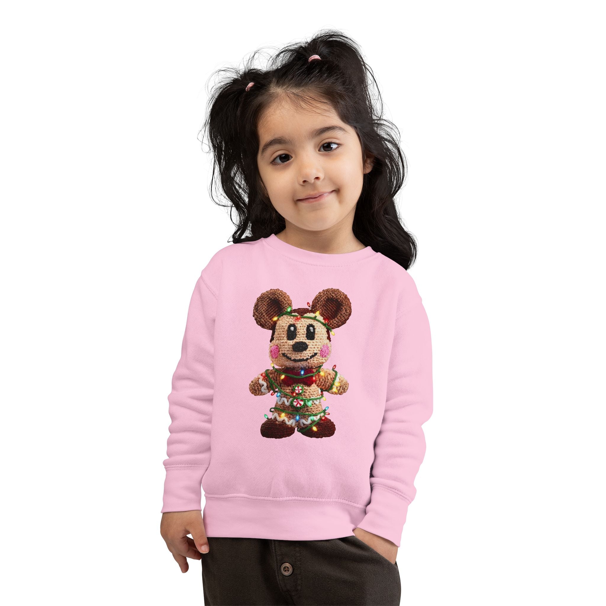 Holiday Plush Bear Toddler Sweatshirt  Festive Lights & Wreath Design