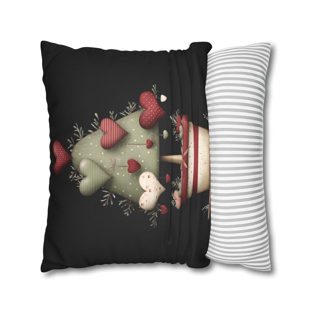 Valentine Heart Topiary Faux Suede Pillowcase CHRISTMAS PILLOW DÉCOR