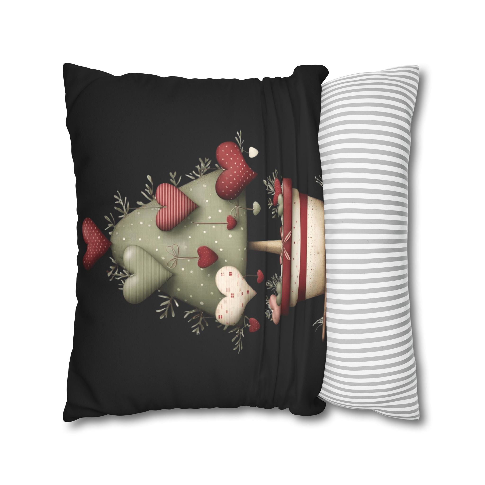 Valentine Heart Topiary Faux Suede Pillowcase CHRISTMAS PILLOW DÉCOR