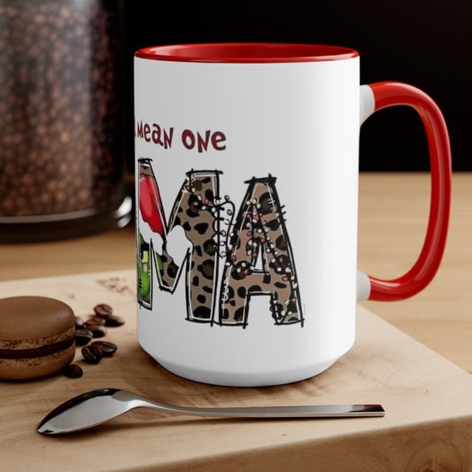 Grinch-Themed Accent Mug - "You're a Mean One, MAM" Holiday Coffee Cup Holiday Coffee Cups with Festive Quotes & Designs