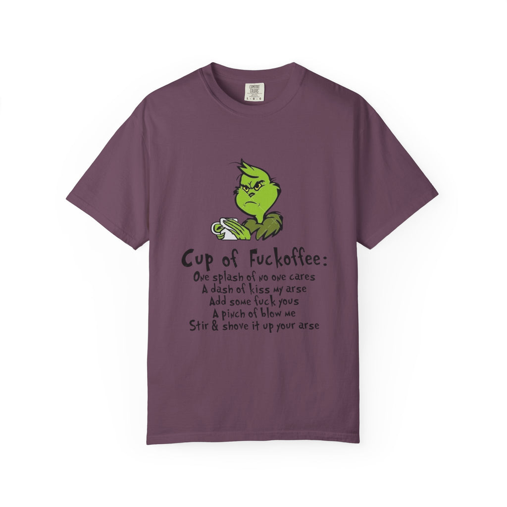 Holiday Graphic Tees  Cozy Festive Wear Funny Grinch-Inspired Unisex T-Shirt Cup of Fuckoffee