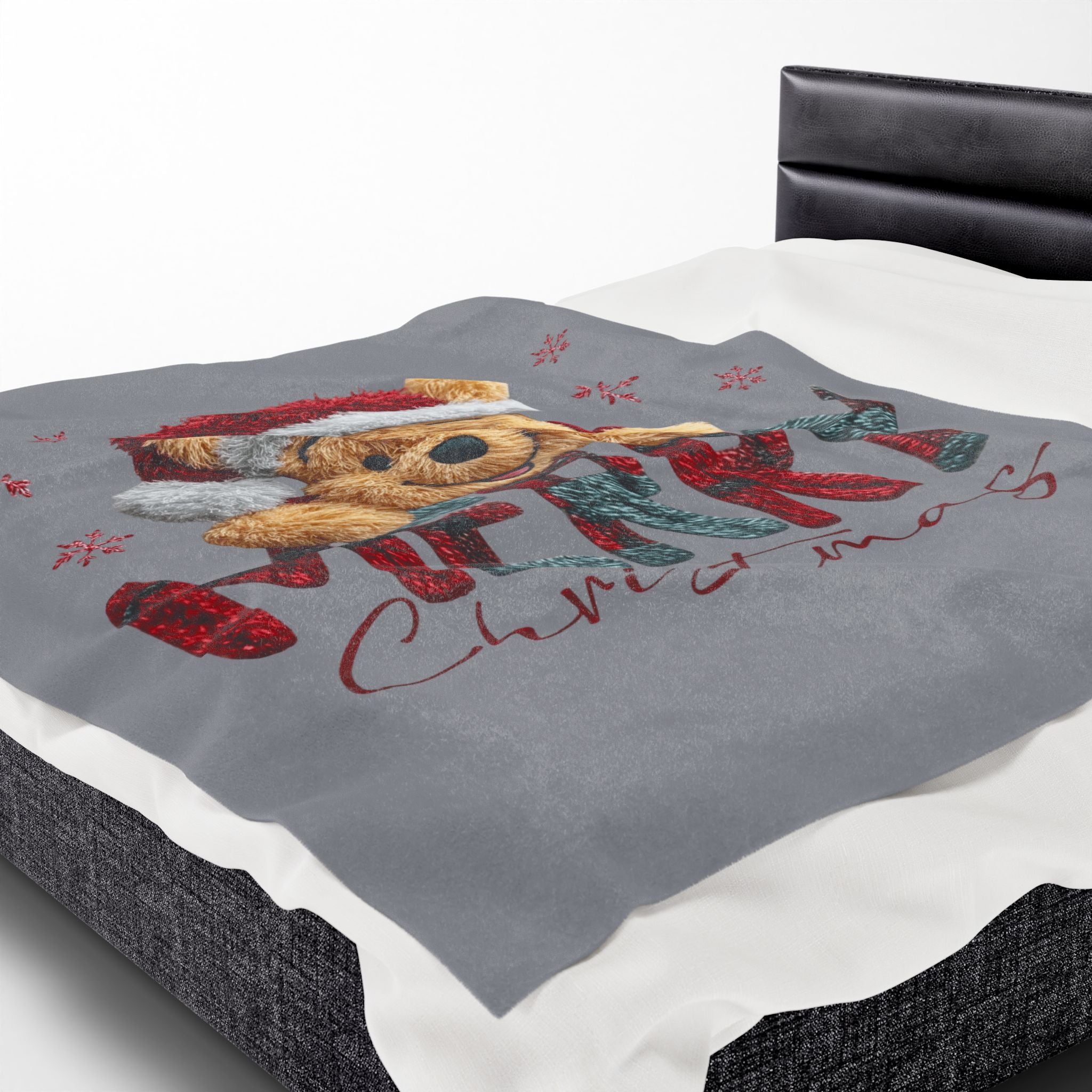 Magical Christmas Cartoon Blanket Merry Christmas Teddy Plush Blanket Soft Velveteen Holiday Throw