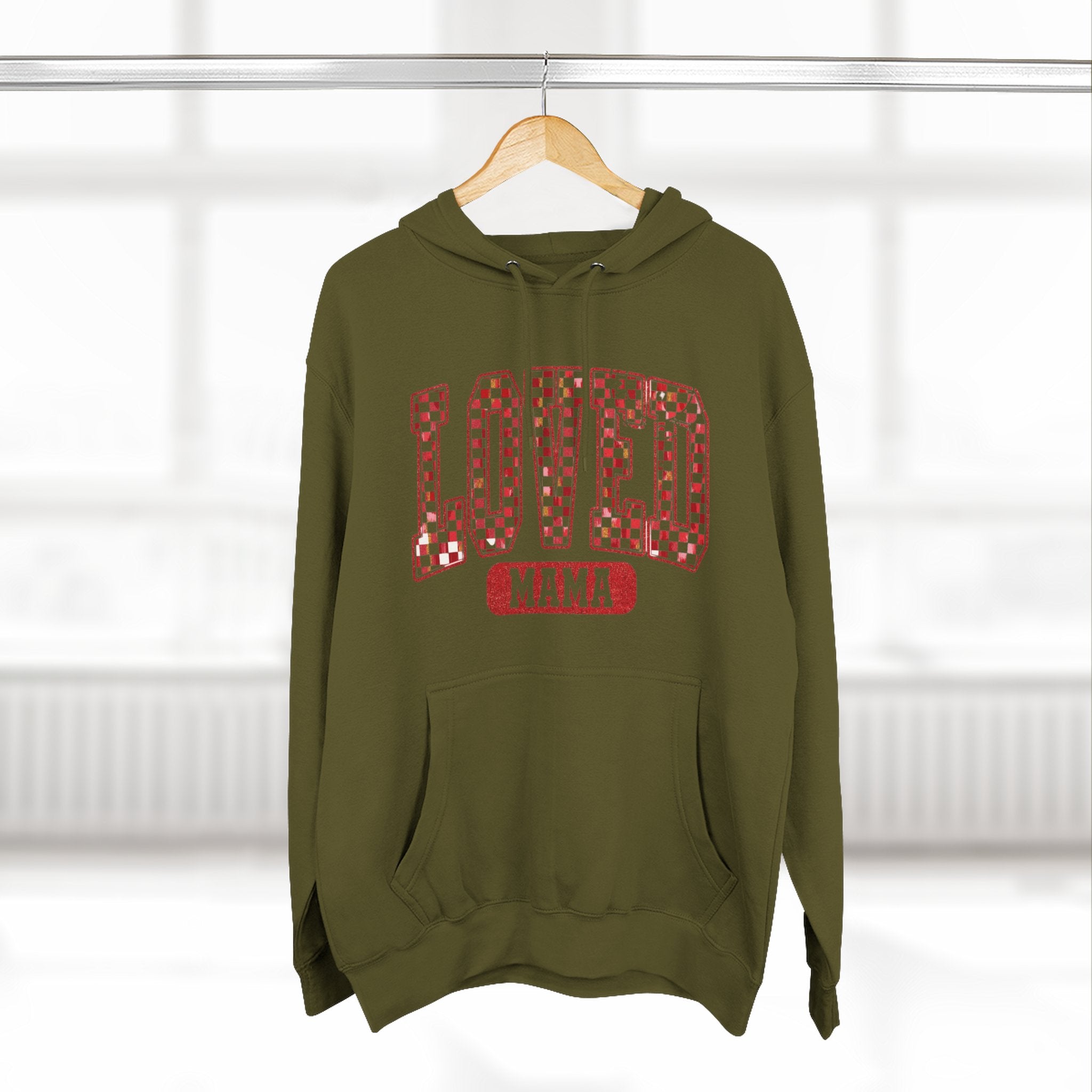 Hoodie  Loved Mama Checkerboard Graphic Hoodie