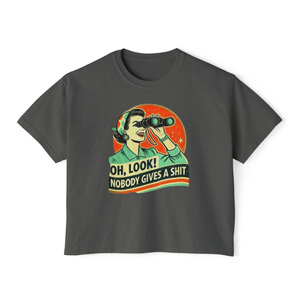 Graphic Tee — "Oh, Look! Nobody Gives a Shit" Retro Binoculars Design