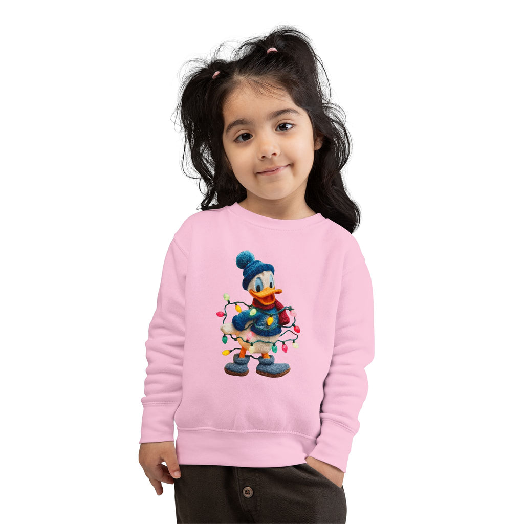 Toddler Sweatshirt  Festive Donald Duck Holiday Lights Pullover