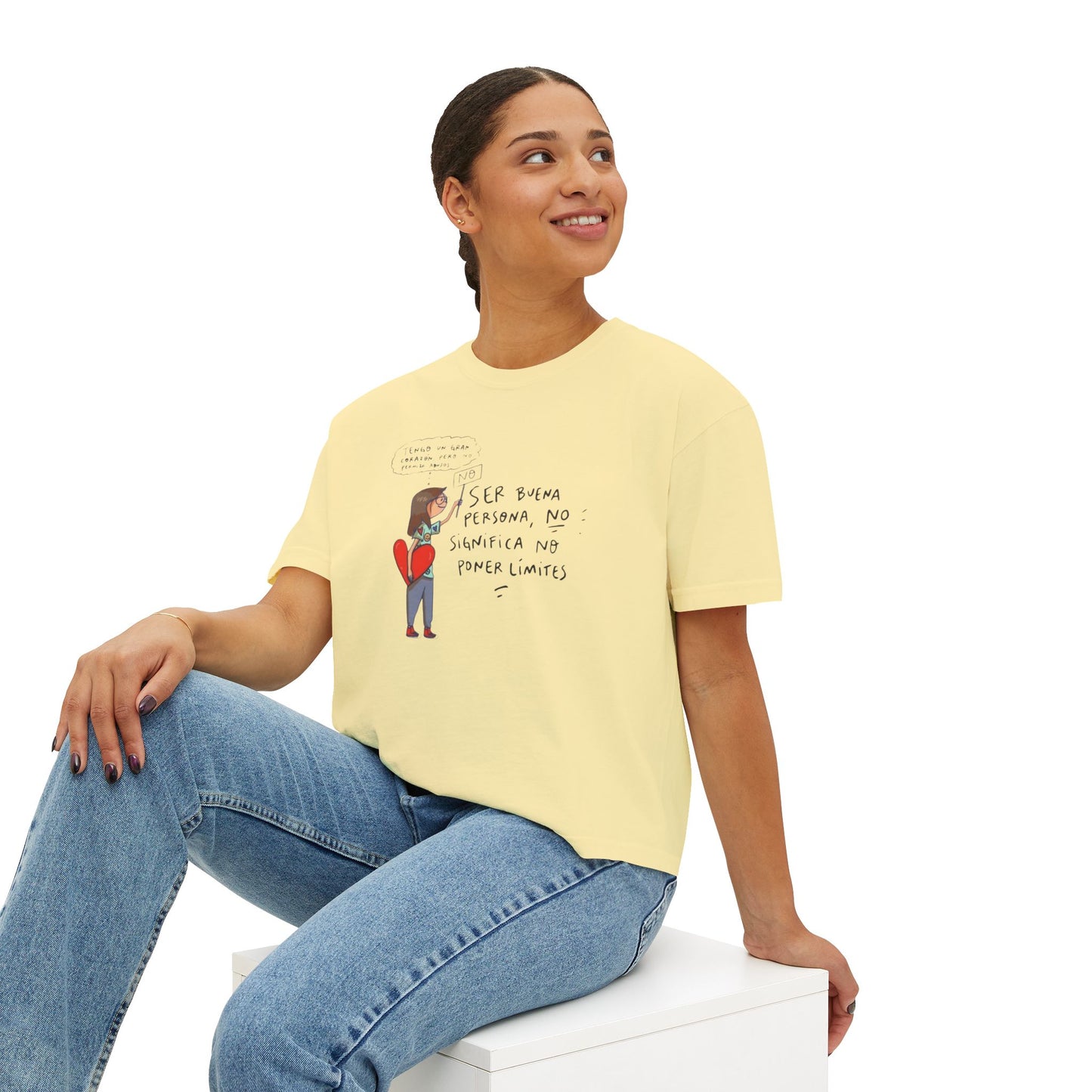 Let your outfit reflect your inner peace. Heartfelt Inspirational Women's Boxy Tee, Casual T-Shirt, Gift for Her, Empowering Top, Everyday Wear, Self-Love Vibes