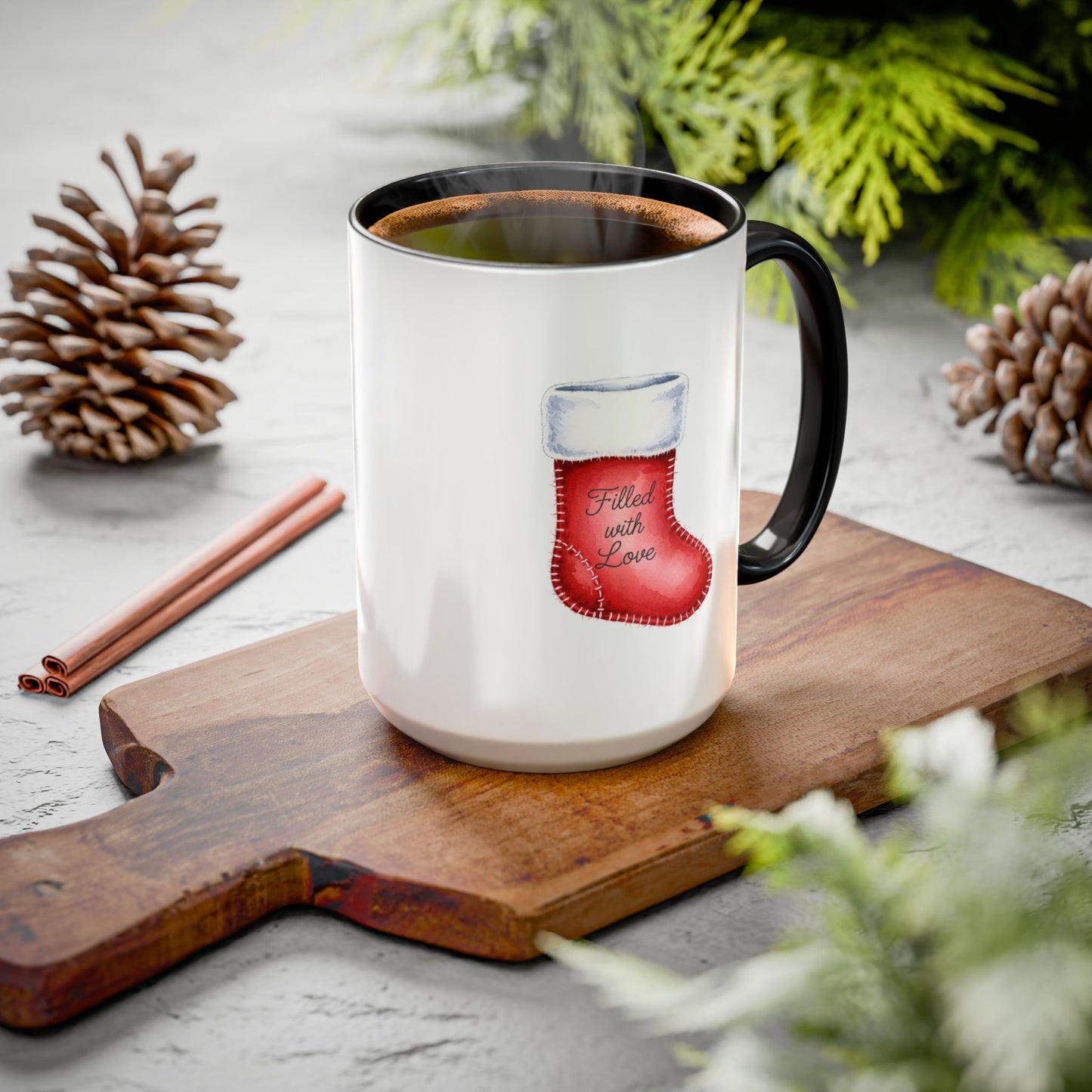 Holiday Mugs Christmas Gift Ideas Hot Cocoa & Coffee Cup Designs Filled with Love - Colorful 11oz & 15oz